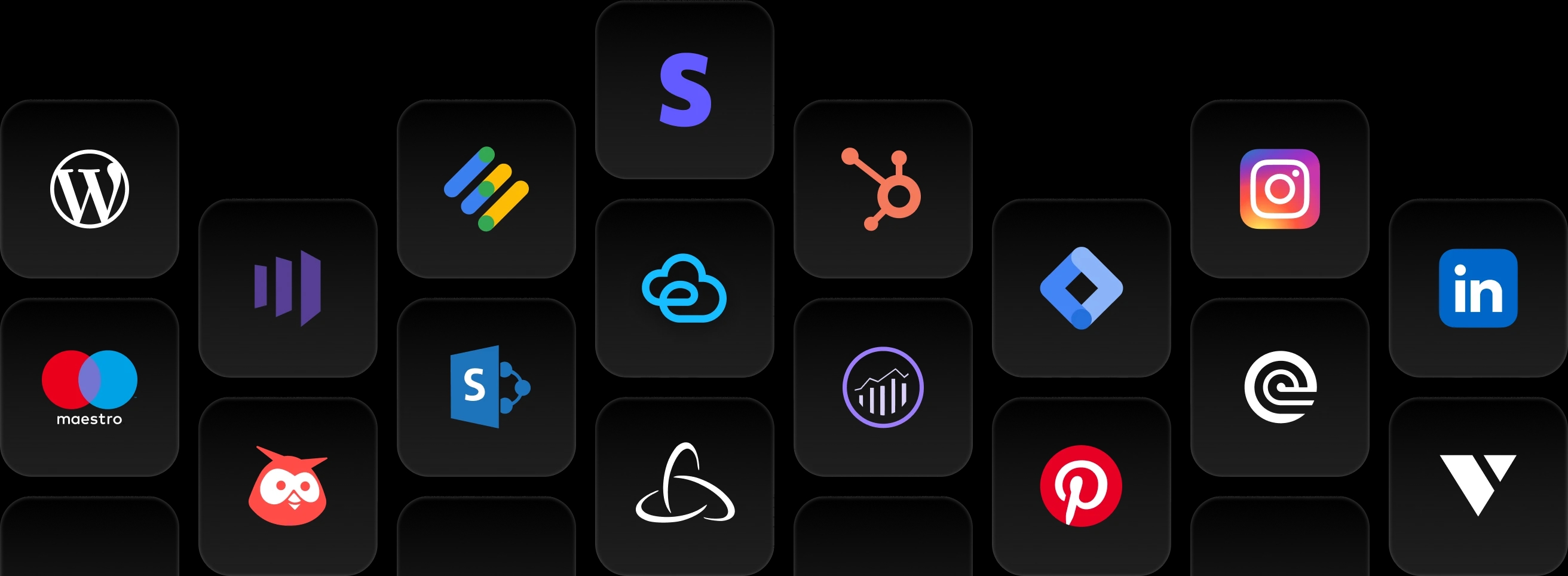 Several products and services icons representing available integrations