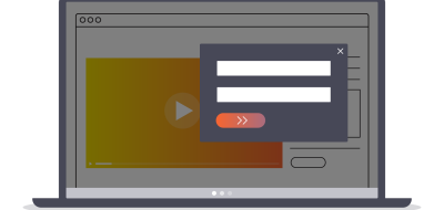 Lead form on top of a video playing on a laptop.